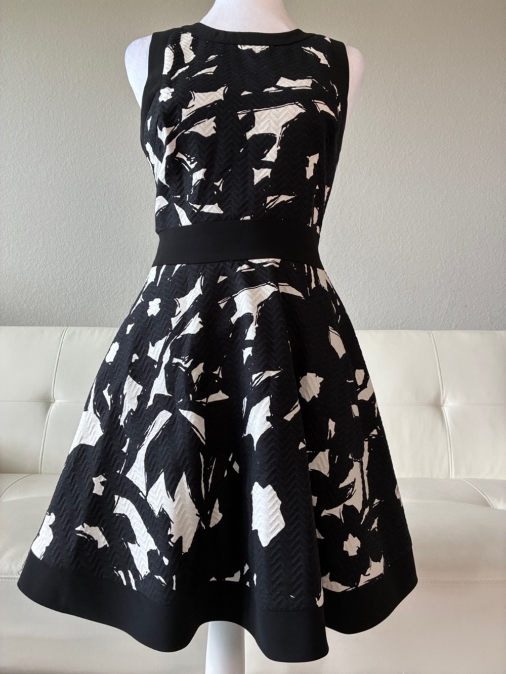 Banana Republic Black and White Fit-and-Flare Dress
